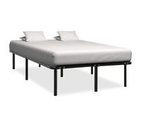 Bed Frame Black Metal & Poplar Wood 120x200 cm Slatted Base Sturdy Low Profile A [EEK: A]