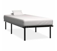 Bed Frame Black Metal & Poplar Wood 90 x 200 cm Slatted Base Modern Low Profile [EEK: A]