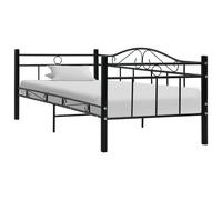 Bed frame Black Metal Single 90x200 cm Slatted Base Low Profile 28cm High Sturdy