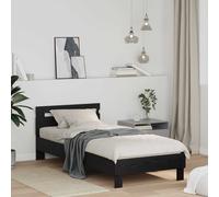 Bed frame Black Oak 75x190cm Engineered Wood Slatted Headboard Modern Single100