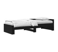 Bed frame Black oak engineered wood Single 80x200 cm Slatted Headboard & Sturdy