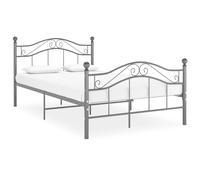 Bed Frame Black Powder-Coated Metal 120x200 cm Double Sturdy Slatted No Mattress