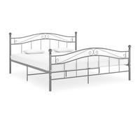 Bed Frame Black Powder-Coated Metal 160x200 cm Sturdy Slatted Double Platform UK
