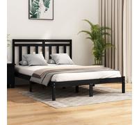 Bed frame Black Solid Pinewood 2FT6 Small Single 75x190cm Headboard Sturdy Slats