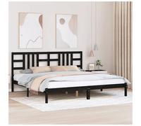 Bed Frame Black Solid Pinewood 2FT6 Small Single 75x190cm Plywood Slats +Headbd