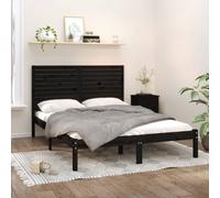 Bed Frame Black Solid Wood 150x200 cm King Size Berkfield Home Black King