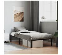 Bed frame Black Steel 90x200 cm Compact Durable Metal Platform Guest Space-Saver
