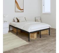 Bed Frame Black Steel Small Double 120x190cm Low Profile Slatted Base Sturdy Bed