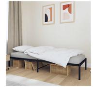 Bed Frame Black Steel Small Single 75x190cm Low Profile Storage 26cm Metal Slats
