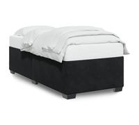Bed Frame Black Velvet 90x190 cm Single Upholstered Slatted Footed Low Design UK [EEK: A]