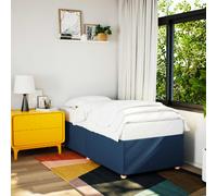 Bed Frame Blue 100x200 cm Fabric Upholstered Polyester Slatted Wood Base Plywood [EEK: A]