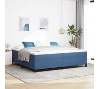 Bed Frame Blue Corduroy Fabric Engineered Wood 200x200 cm Upholstered Minimalist [EEK: A]