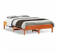 Bed frame brown 135x190cm Solid pine wood Double Plywood slats knots