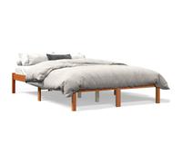 Bed frame Brown 140x200 cm Solid Pinewood Low Profile Rustic Wooden Platform [EEK: A]