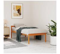 Bed frame Brown King Solid Pine Slatted Platform Modern Minimalist 185x205cm