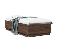 Bed Frame Brown Oak 100x200 cm Engineered Wood Modern Minimal Slatted Base Beds [EEK: A]