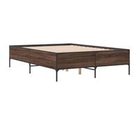 (brown oak, 135 x 190 cm/ 44 cm) vidaXL Bed Frame Home Bed Base Mattress Foundation Engineered Wood and Metal