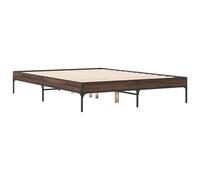 vidaXL Bed Frame Brown Oak 135x190 cm Double Engineered Wood and Metal LSO UK