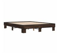 Bed Frame Brown Oak 150x200 cm King Size Engineered Wood and Metal vidaXL
