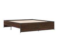 Bed Frame Brown Oak 180x200 cm Super King Engineered Wood and Metal vidaXL