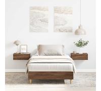 Bed Frame Brown Oak 75x190 cm Engineered Wood Slatted Platform Small Single Slim
