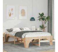 Bed Frame Brown Pine Wood Double Storage Platform Bed Frame Modern Compact Sleek [EEK: A]
