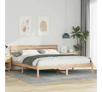 Bed frame Brown Solid Pine 200x200cm Super King Slatted Platform Headboard Style