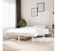 Bed Frame Brown Solid Pine 205.5x165.5cm Slatted Headboard Durable Modern EU