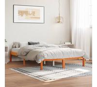 Bed Frame Brown Solid Pine Extra Long 80x210cm Slatted Single Platform BedUK