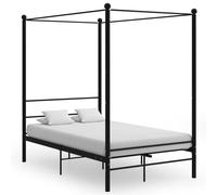 vidaXL Canopy Bed Frame Black Metal 140x200 cm (325060), Black