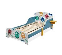 Relaxdays Children Bed Frame, Child Cot, HBT 60 x 94 x 143 cm, With storage, Fall-out Protection, Monster Motif, MDF, Fibreboard