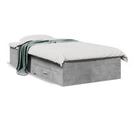 Bed frame concrete grey 100x200 cm engineered wood with 2 drawers extra storage [EEK: A]
