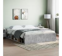 Bed Frame Concrete Grey 140x190 cm Engineered Wood Solid Pine Plywood [EEK: A]