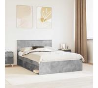 Bed frame Concrete grey 140x190cm Solid pine wood headboard Slatted baseDurable