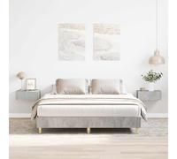 Bed Frame Concrete Grey 140x200 cm Engineered Wood & Eucalyptus Slatted Platform [EEK: A]