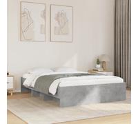 Bed frame Concrete Grey 140x200cm Engineered Wood Slatted Storage with 2 Shelves