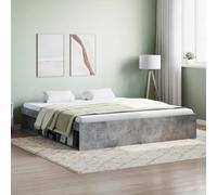 Bed Frame Concrete Grey 180x200 cm Engineered Wood Solid Pine Super King Storage [EEK: A]