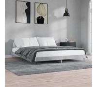 Bed frame Concrete Grey 200x200 cm Engineered Wood & Metal, Plywood Slats Solid [EEK: A]