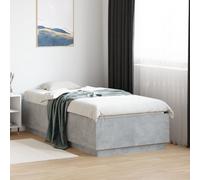 Bed frame Concrete grey 75x190 cm Small Single Engineered wood slatted slat base