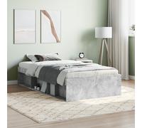Bed frame Concrete Grey 90x190 cm Engineered Wood Plywood Slats 6 Compartments A [EEK: A]