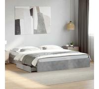 Bed frame Concrete Grey Engineered Wood Super King 180 x 200cm 4-Drawer Storage