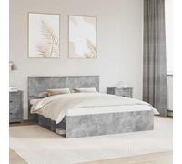 Bed frame Concrete grey European King 160x200cm Solid pine headboard Minimalist