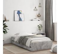 Bed frame Concrete Grey Slim 75x190 cm Engineered Wood with Two Underbed Drawers