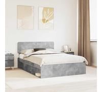 Bed frame Concrete Grey Solid Pine & Engineered Wood EU King Durable 2 160x200cm