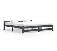 Bed frame dark grey solid pine wood 90x200 cm single slatted 204x97x55 classic