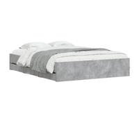 Bed Frame & Drawers Concrete Grey 150x200 cm King Size Engineered Wood vidaXL