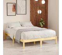 Bed frame extra long solid pine natural 80x210cm slatted low profile solid slats