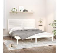 Bed frame extra long solid pine white 90x210 cm slatted base headboard untreated