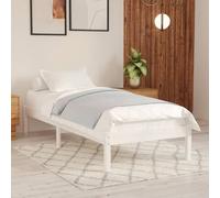Bed frame extra long White solid pine wood 80x210 cm slatted single bed modern