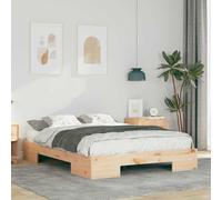 Bed Frame Floor Brown Solid Pine Wood Storage Low Profile Standard Size. Modern [EEK: A]